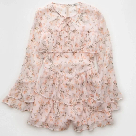 AE Long-Sleeve Ruffle Romper - Picture 3 of 6